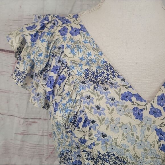 Rebecca Taylor Ava Floral Silk V Neck Dress Size 4 - Picture 6 of 9